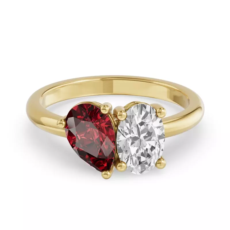 Toi Et Moi Oval Lab Diamond & Pear Ruby Ring (2.00ct tw)