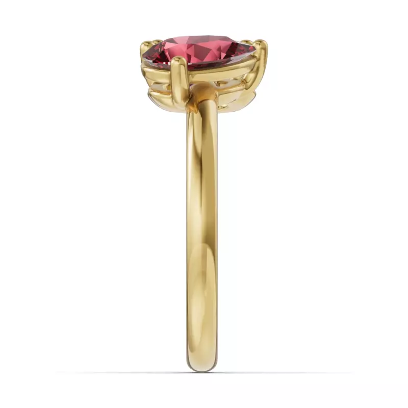 14K Yellow Gold Toi Et Moi Oval Lab Diamond & Pear Ruby Ring (2.00ct tw)