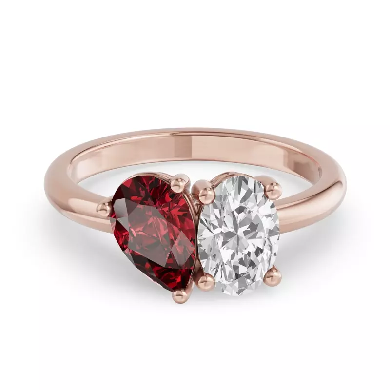 Toi Et Moi Oval Lab Diamond & Pear Ruby Ring (2.00ct tw)