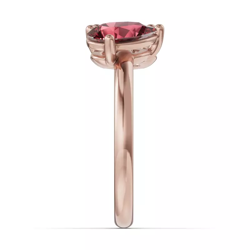 18K Rose Gold Toi Et Moi Oval Lab Diamond & Pear Ruby Ring (2.00ct tw)