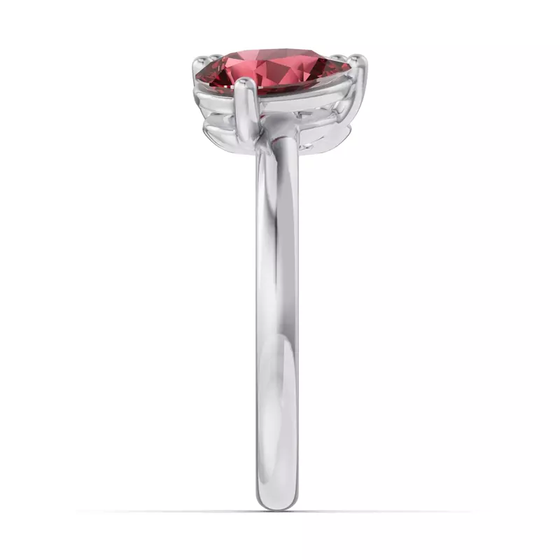 18K White Gold Toi Et Moi Oval Lab Diamond & Pear Ruby Ring (2.00ct tw)