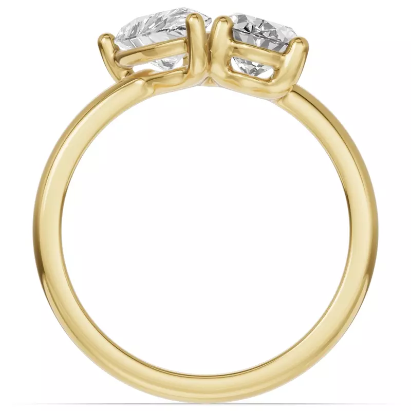 14K Yellow Gold Toi Et Moi Oval & Pear Lab Diamond Ring (2.00ct tw)