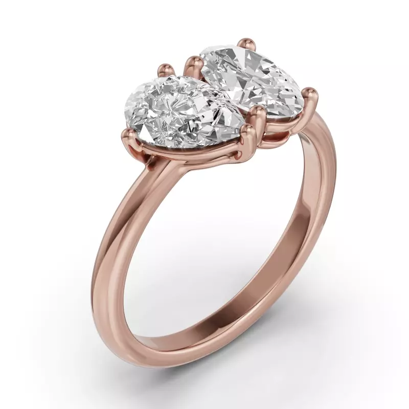 18K Rose Gold Toi Et Moi Oval & Pear Lab Diamond Ring (2.00ct tw)
