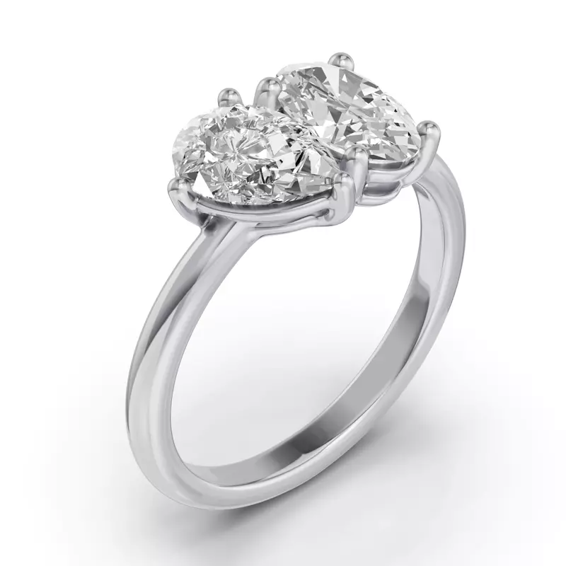 Platinum Toi Et Moi Oval & Pear Lab Diamond Ring (2.00ct tw)