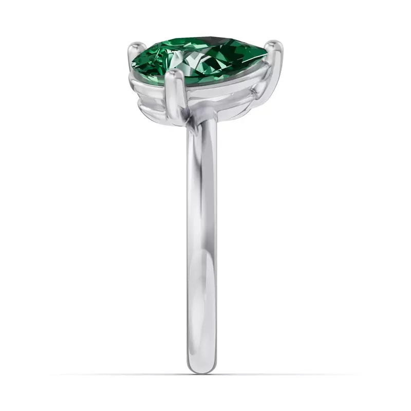 14K White Gold Toi Et Moi Oval Lab Diamond & Pear Emerald Ring (3.00ct tw)