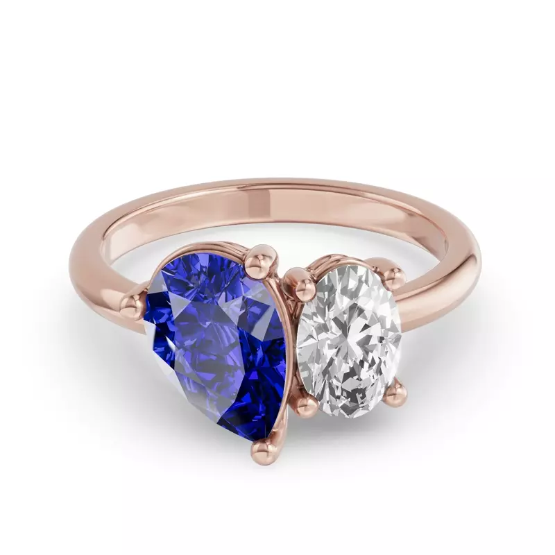 Toi Et Moi Oval Lab Diamond & Pear Emerald Ring (3.00ct tw)