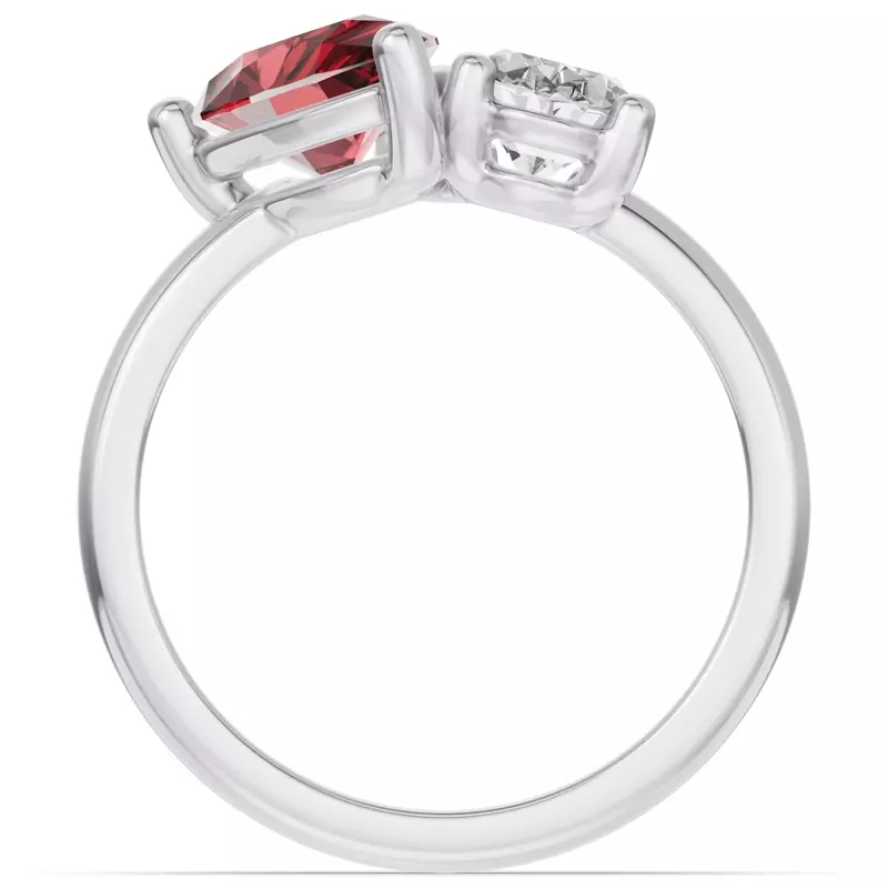 Platinum Toi Et Moi Oval Lab Diamond & Pear Ruby Ring (3.00ct tw)