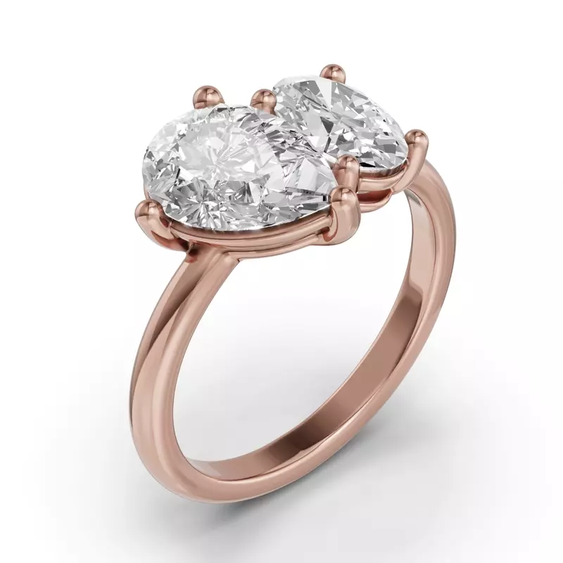 18K Rose Gold Toi Et Moi Oval & Pear Lab Diamond Ring (3.00ct tw)
