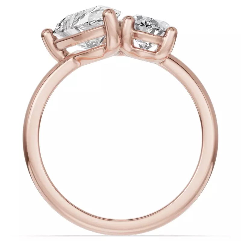 18K Rose Gold Toi Et Moi Oval & Pear Lab Diamond Ring (3.00ct tw)