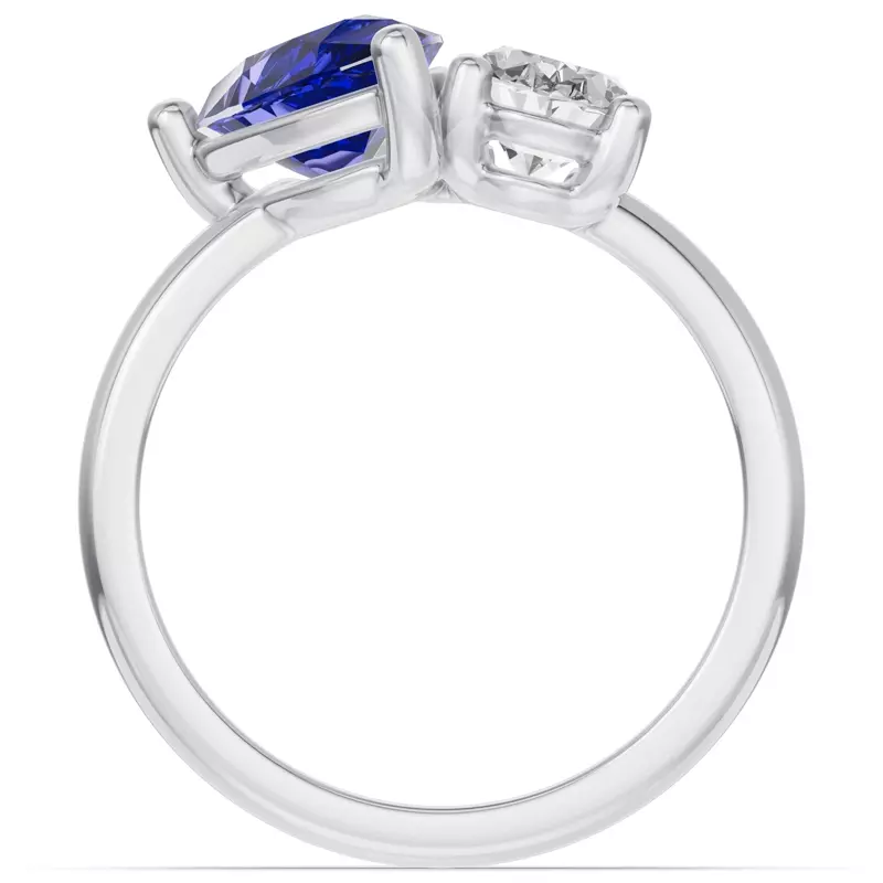 14K White Gold Toi Et Moi Oval Lab Diamond & Pear Sapphire Ring (4.00ct tw)