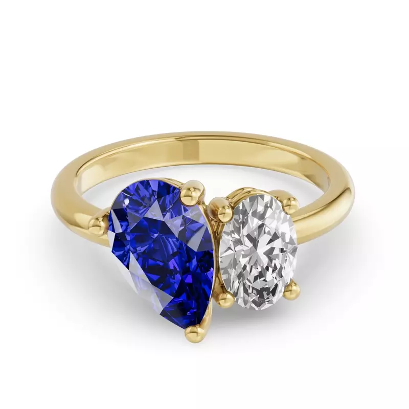 Toi Et Moi Oval Lab Diamond & Pear Sapphire Ring (4.00ct tw)
