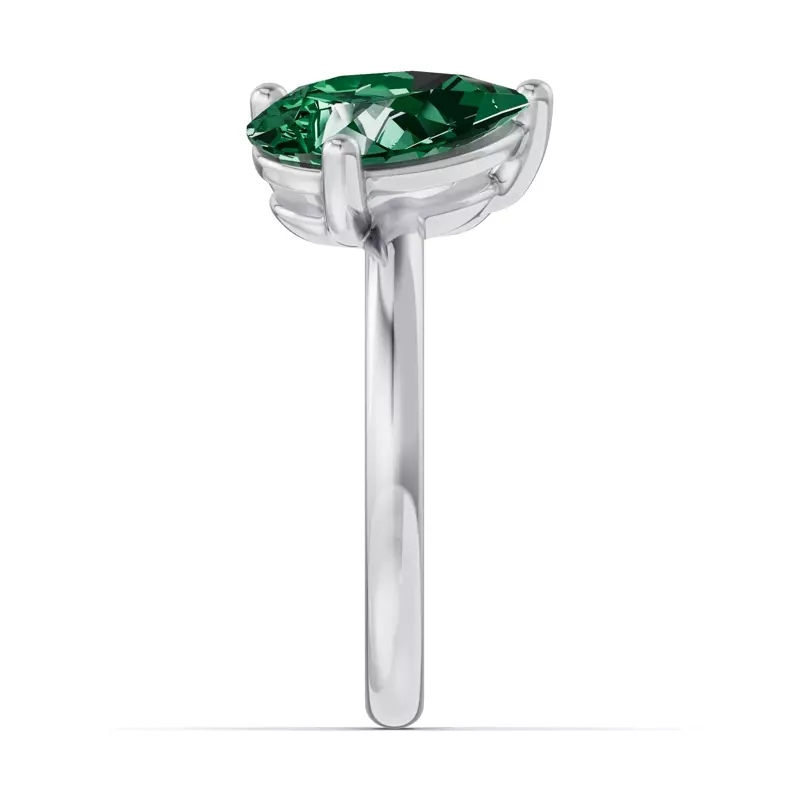 14K White Gold Toi Et Moi Oval Lab Diamond & Pear Emerald Ring (4.00ct tw)