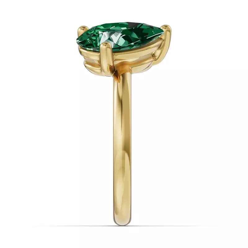 14K Yellow Gold Toi Et Moi Oval Lab Diamond & Pear Emerald Ring (4.00ct tw)