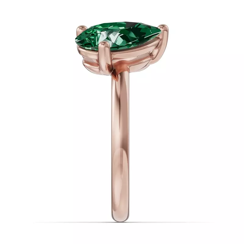 18K Rose Gold Toi Et Moi Oval Lab Diamond & Pear Emerald Ring (4.00ct tw)