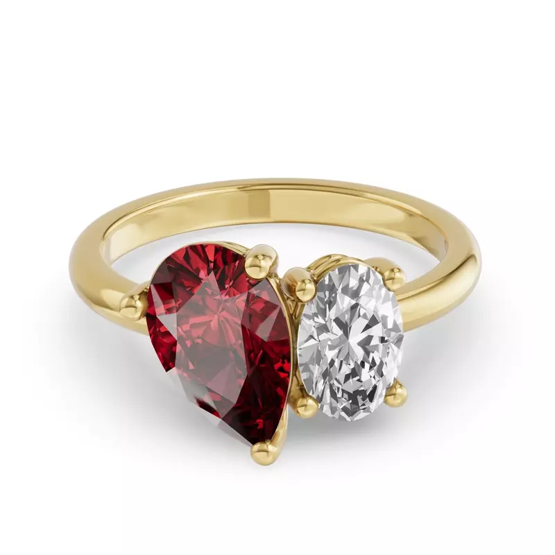 Toi Et Moi Oval Lab Diamond & Pear Ruby Ring (4.00ct tw)