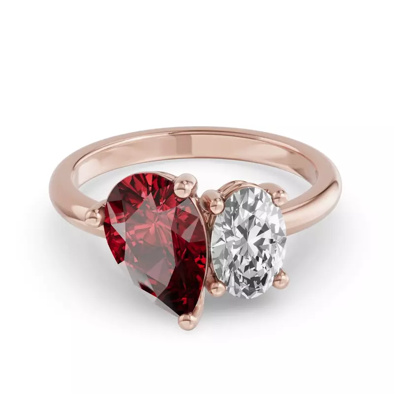 Toi Et Moi Oval Lab Diamond & Pear Ruby Ring (4.00ct tw)