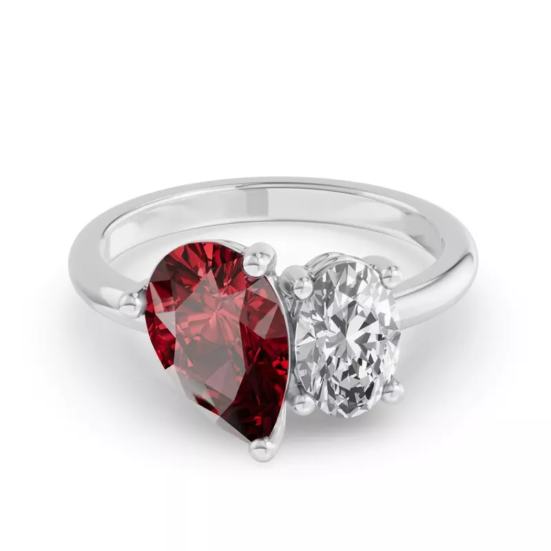 Toi Et Moi Oval Lab Diamond & Pear Ruby Ring (4.00ct tw)
