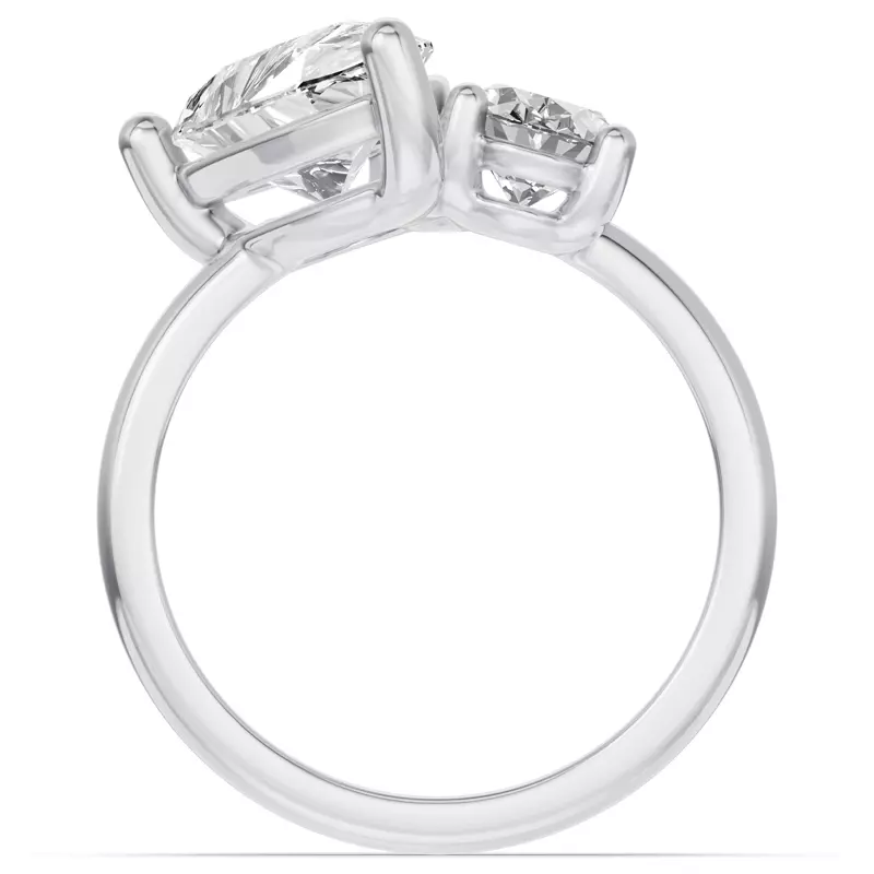 14K White Gold Toi Et Moi Oval & Pear Lab Diamond Ring (4.00ct tw)
