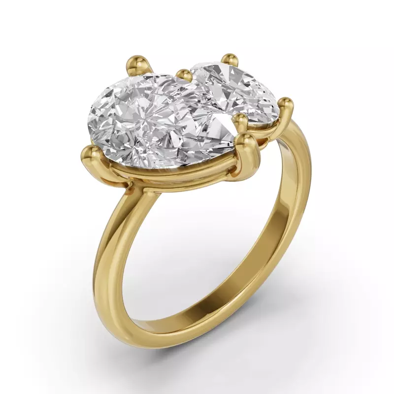 14K Yellow Gold Toi Et Moi Oval & Pear Lab Diamond Ring (4.00ct tw)