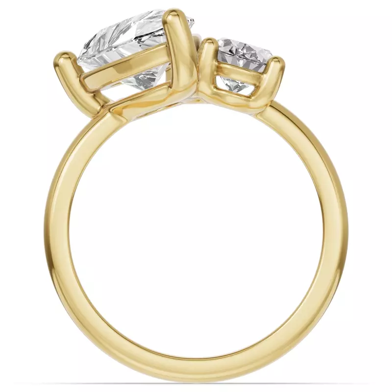 14K Yellow Gold Toi Et Moi Oval & Pear Lab Diamond Ring (4.00ct tw)