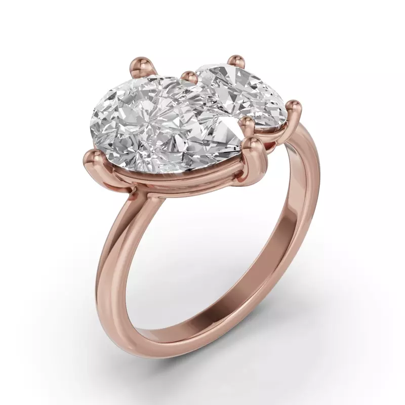 18K Rose Gold Toi Et Moi Oval & Pear Lab Diamond Ring (4.00ct tw)