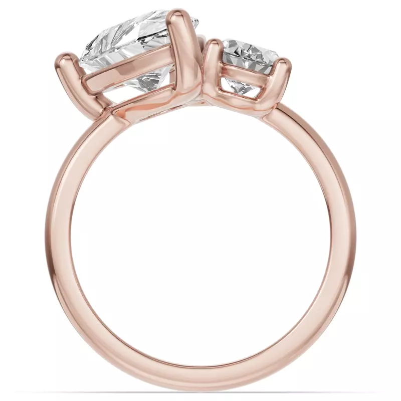 18K Rose Gold Toi Et Moi Oval & Pear Lab Diamond Ring (4.00ct tw)