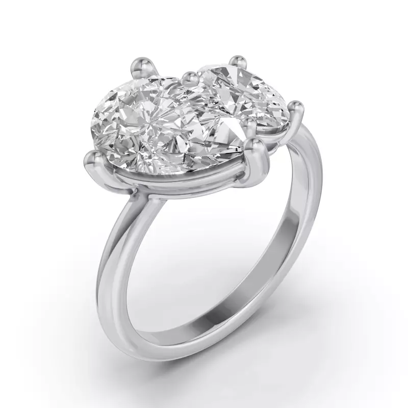 18K White Gold Toi Et Moi Oval & Pear Lab Diamond Ring (4.00ct tw)
