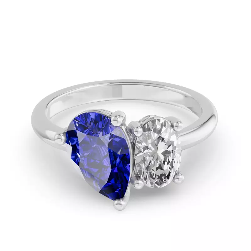 Toi Et Moi Oval Lab Diamond & Pear Sapphire Ring (5.00ct tw)