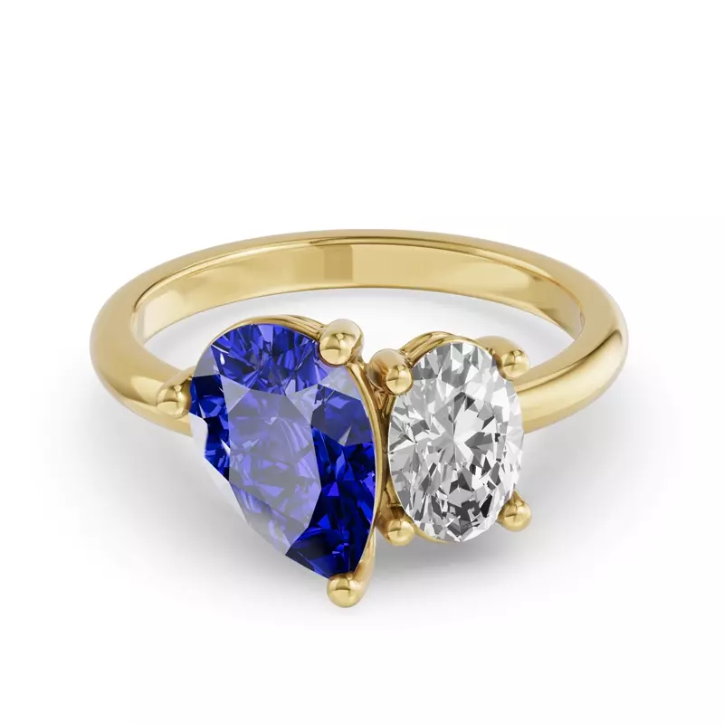 Toi Et Moi Oval Lab Diamond & Pear Sapphire Ring (5.00ct tw)