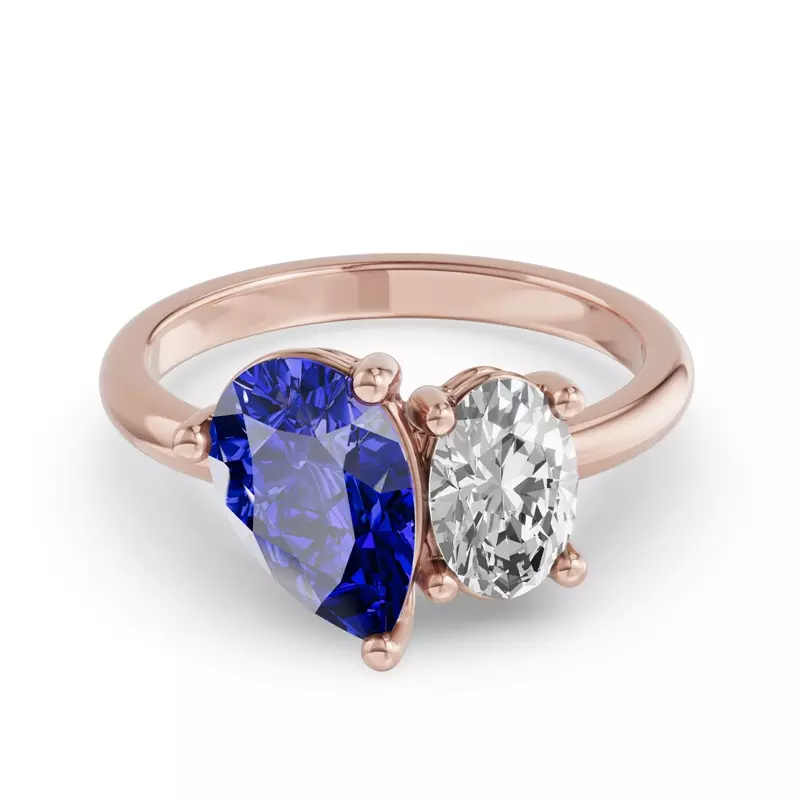 Toi Et Moi Oval Lab Diamond & Pear Sapphire Ring (5.00ct tw)