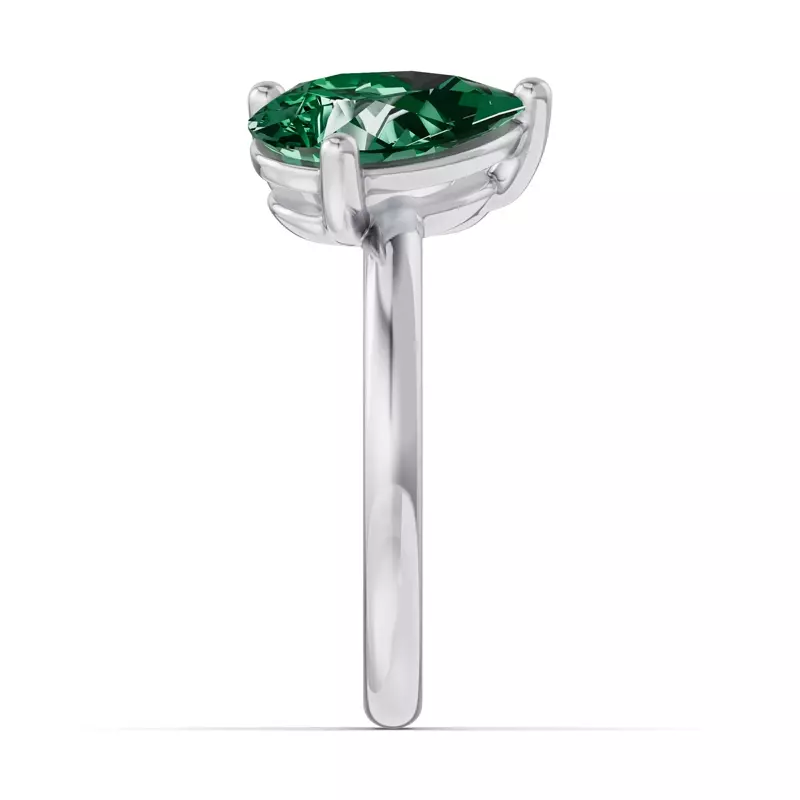 14K White Gold Toi Et Moi Oval Lab Diamond & Pear Emerald Ring (5.00ct tw)