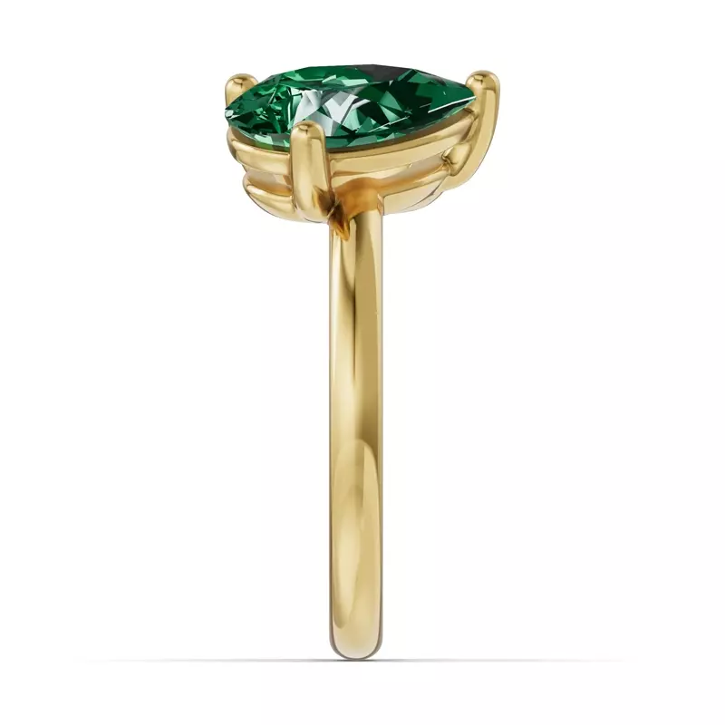 14K Yellow Gold Toi Et Moi Oval Lab Diamond & Pear Emerald Ring (5.00ct tw)