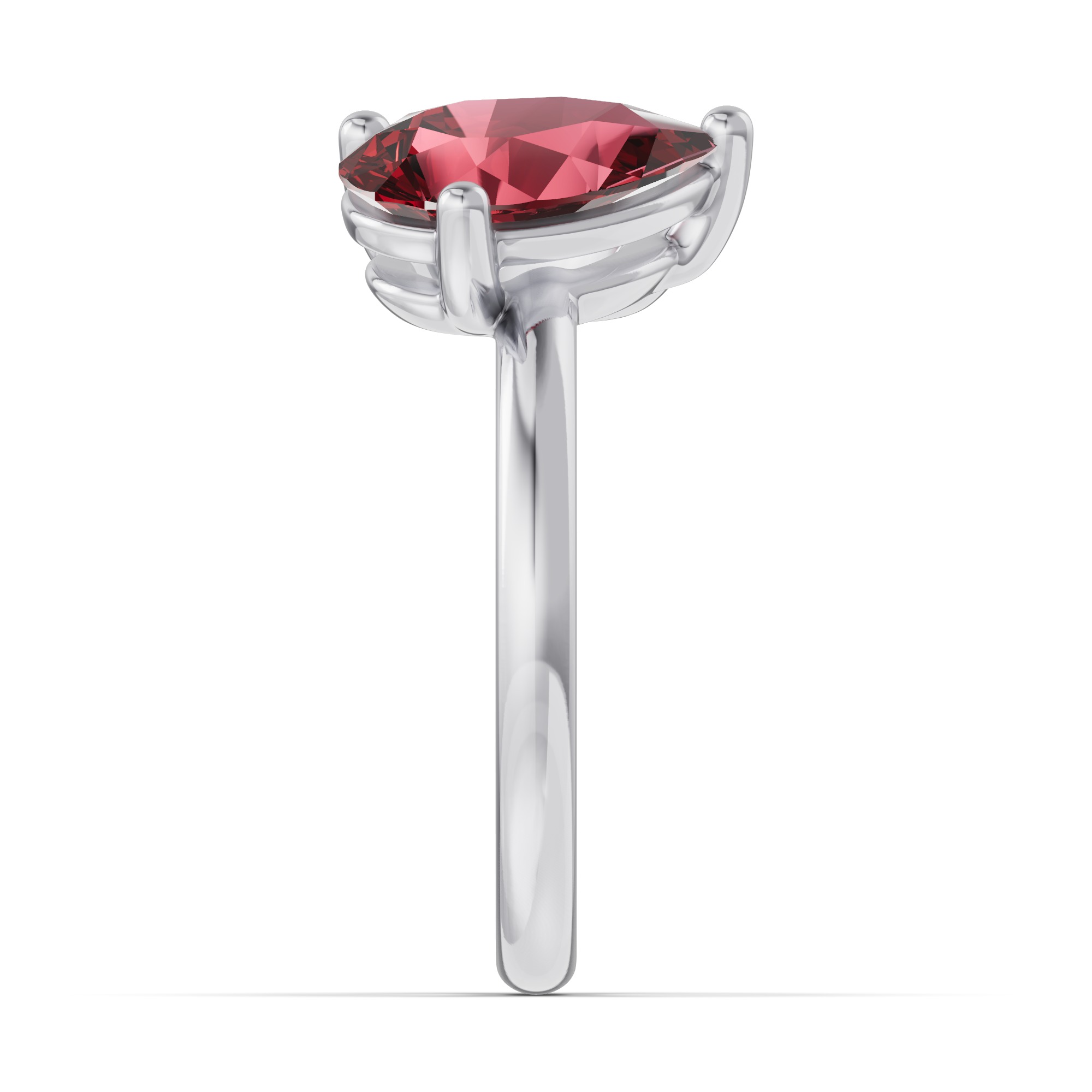 14K White Gold Toi Et Moi Oval Lab Diamond & Pear Ruby Ring (5.00ct tw)