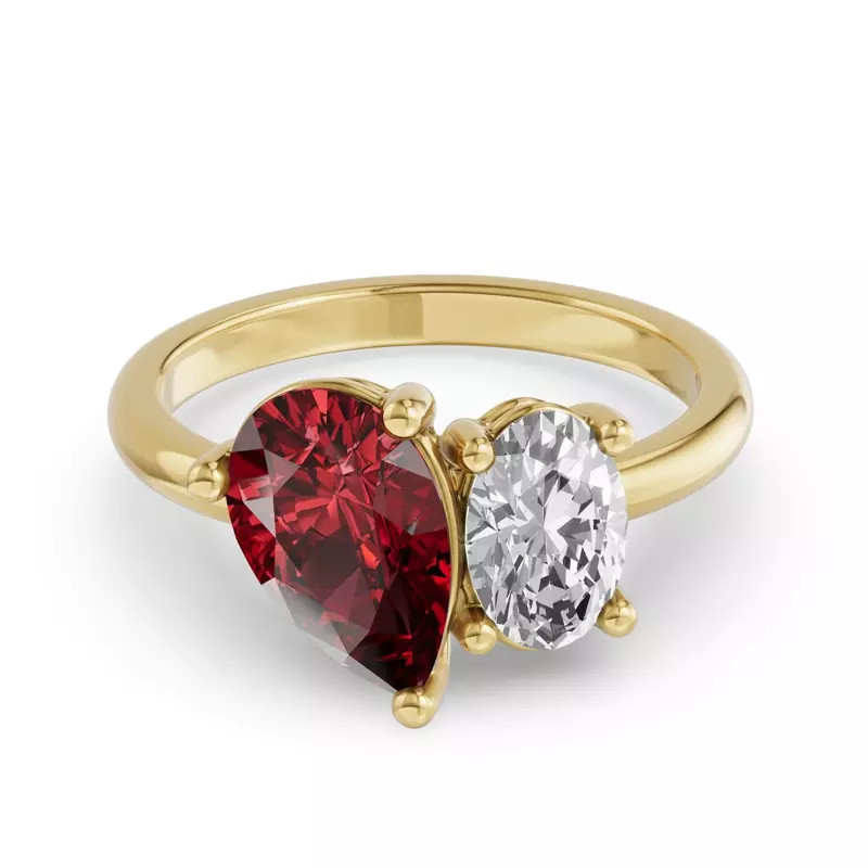 Toi Et Moi Oval Lab Diamond & Pear Ruby Ring (5.00ct tw)