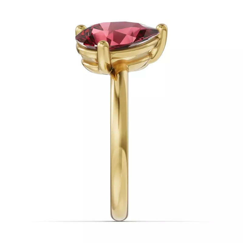 14K Yellow Gold Toi Et Moi Oval Lab Diamond & Pear Ruby Ring (5.00ct tw)
