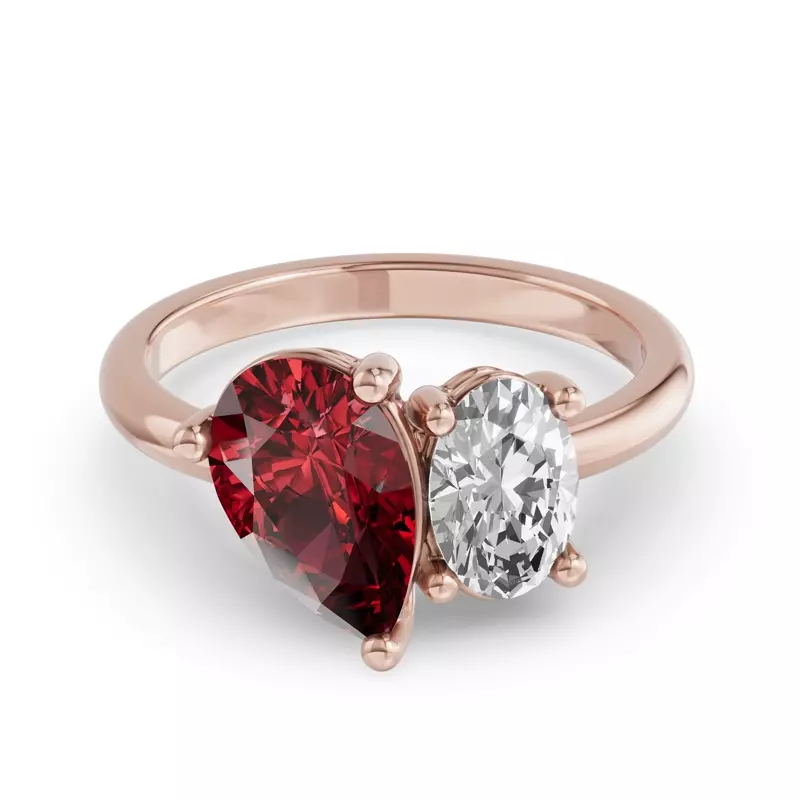 Toi Et Moi Oval Lab Diamond & Pear Ruby Ring (5.00ct tw)