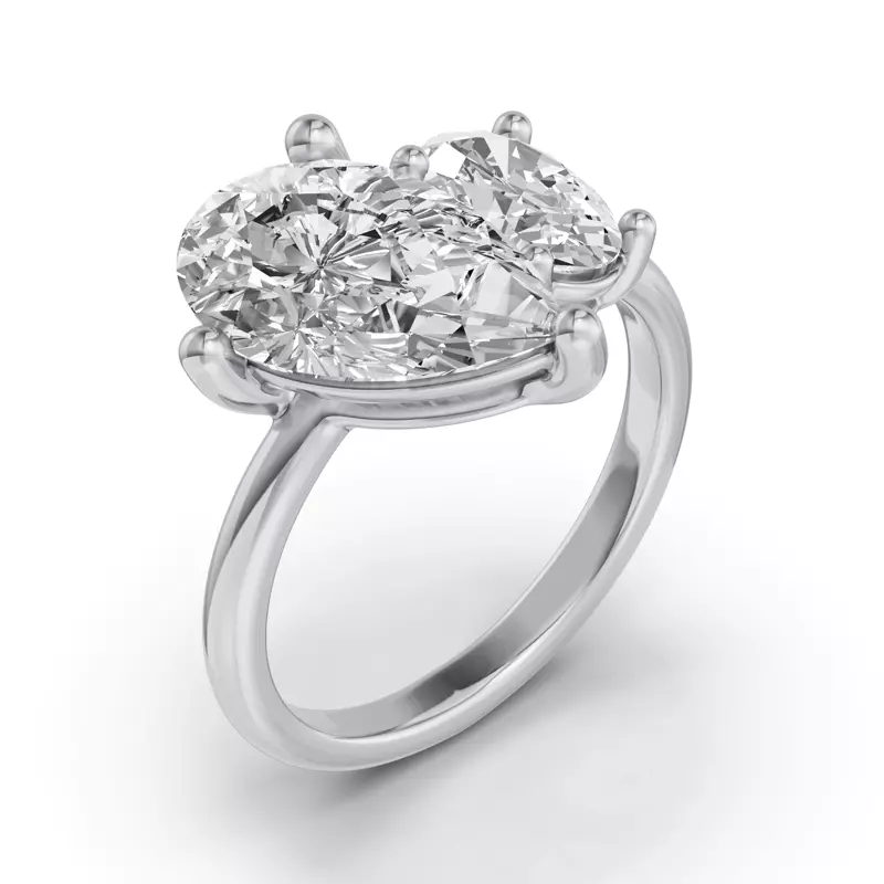 14K White Gold Toi Et Moi Oval & Pear Lab Diamond Ring (5.00ct tw)