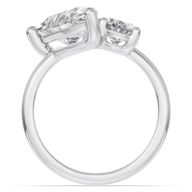 14K White Gold Toi Et Moi Oval & Pear Lab Diamond Ring (5.00ct tw)