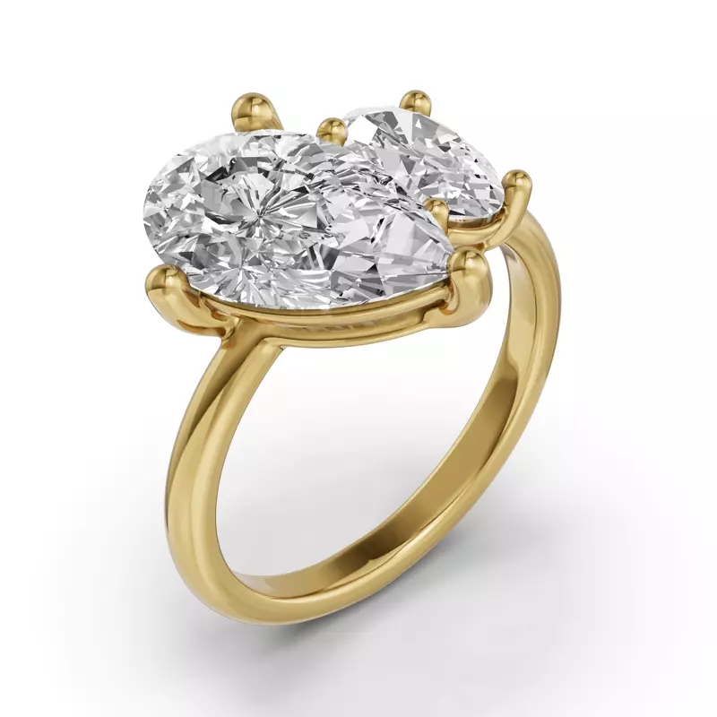 14K Yellow Gold Toi Et Moi Oval & Pear Lab Diamond Ring (5.00ct tw)