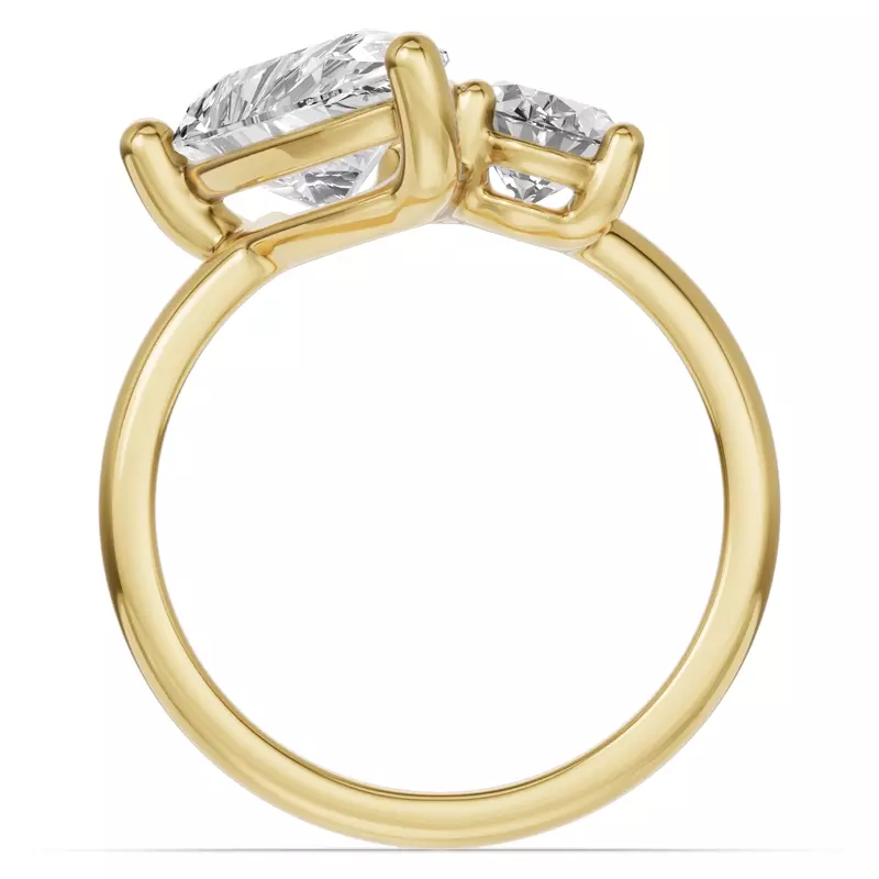14K Yellow Gold Toi Et Moi Oval & Pear Lab Diamond Ring (5.00ct tw)