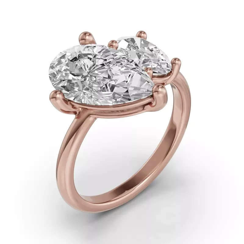 18K Rose Gold Toi Et Moi Oval & Pear Lab Diamond Ring (5.00ct tw)