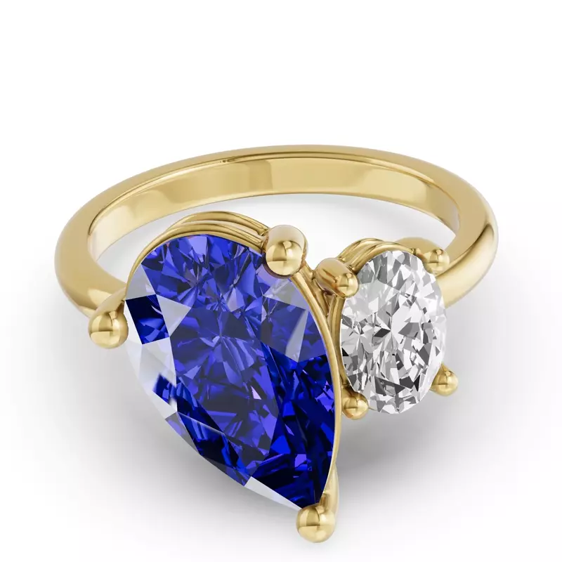 Toi Et Moi Oval Lab Diamond & Pear Sapphire Ring (6.00ct tw)