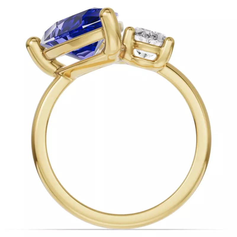 14K Yellow Gold Toi Et Moi Oval Lab Diamond & Pear Sapphire Ring (6.00ct tw)