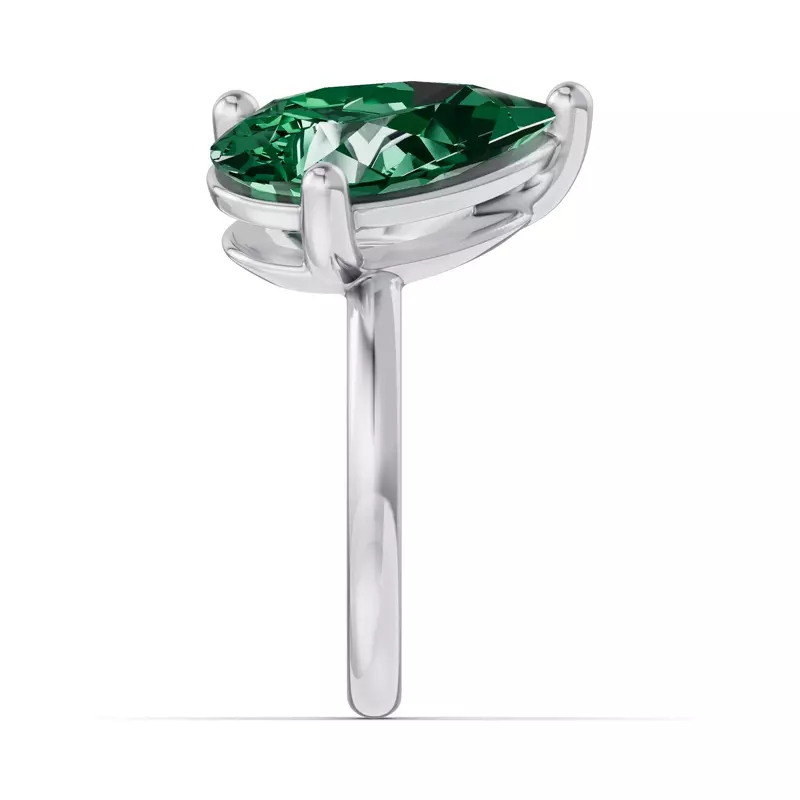 14K White Gold Toi Et Moi Oval Lab Diamond & Pear Emerald Ring (6.00ct tw)