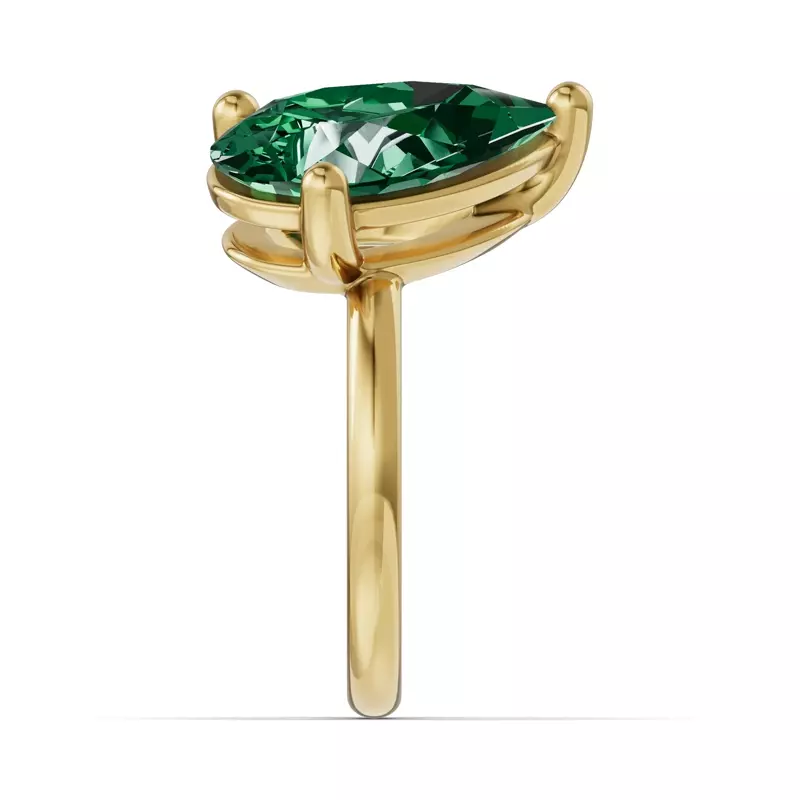 14K Yellow Gold Toi Et Moi Oval Lab Diamond & Pear Emerald Ring (6.00ct tw)