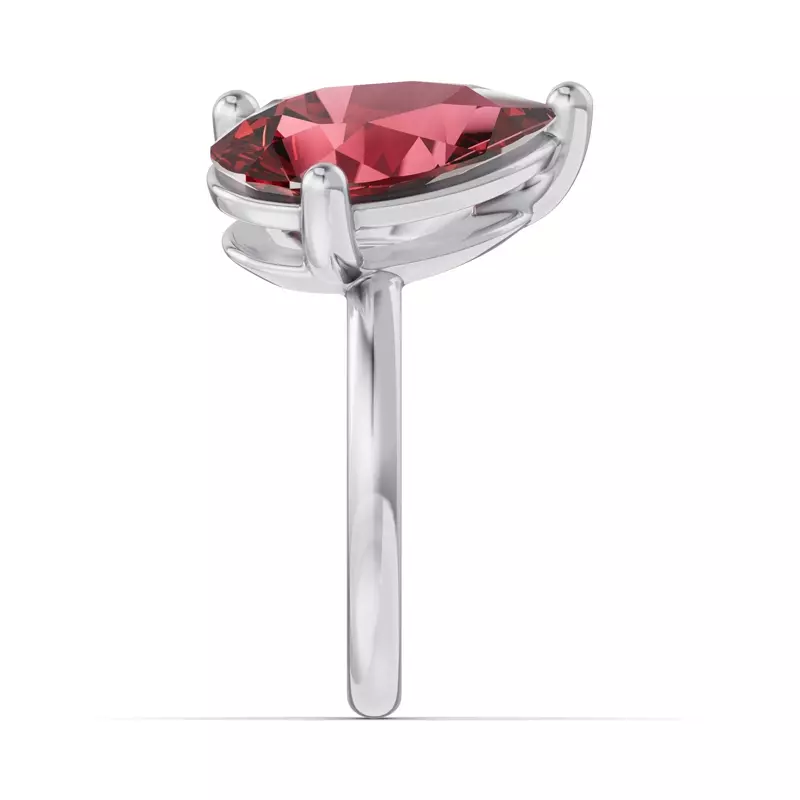 14K White Gold Toi Et Moi Oval Lab Diamond & Pear Ruby Ring (6.00ct tw)