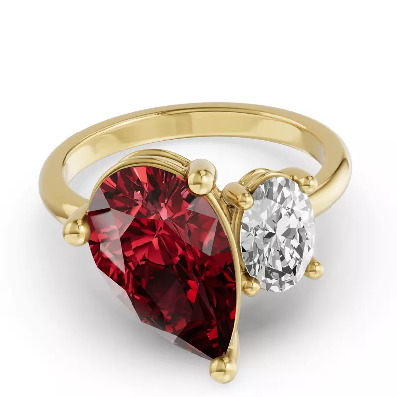 Toi Et Moi Oval Lab Diamond & Pear Ruby Ring (6.00ct tw)