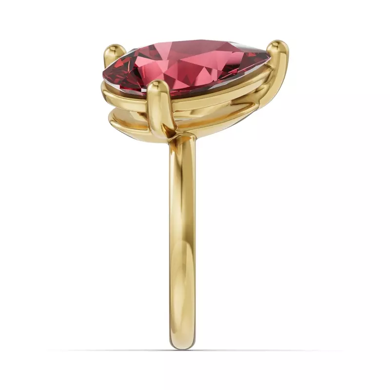 14K Yellow Gold Toi Et Moi Oval Lab Diamond & Pear Ruby Ring (6.00ct tw)