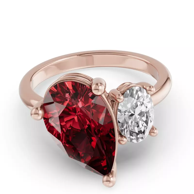 Toi Et Moi Oval Lab Diamond & Pear Ruby Ring (6.00ct tw)