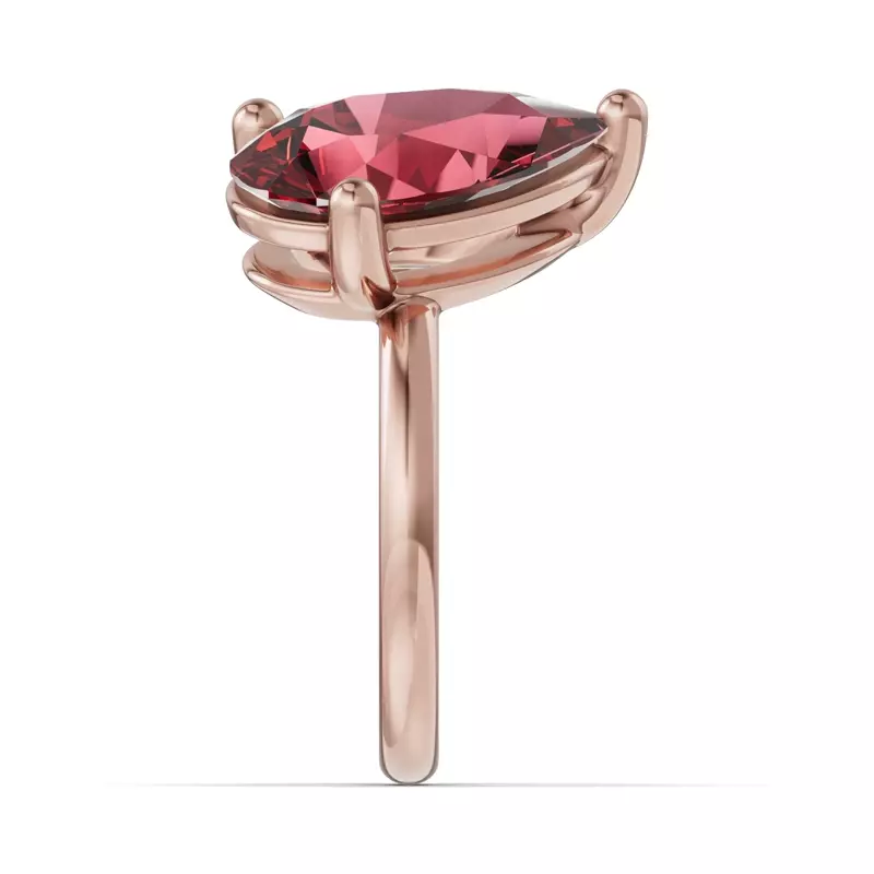 18K Rose Gold Toi Et Moi Oval Lab Diamond & Pear Ruby Ring (6.00ct tw)